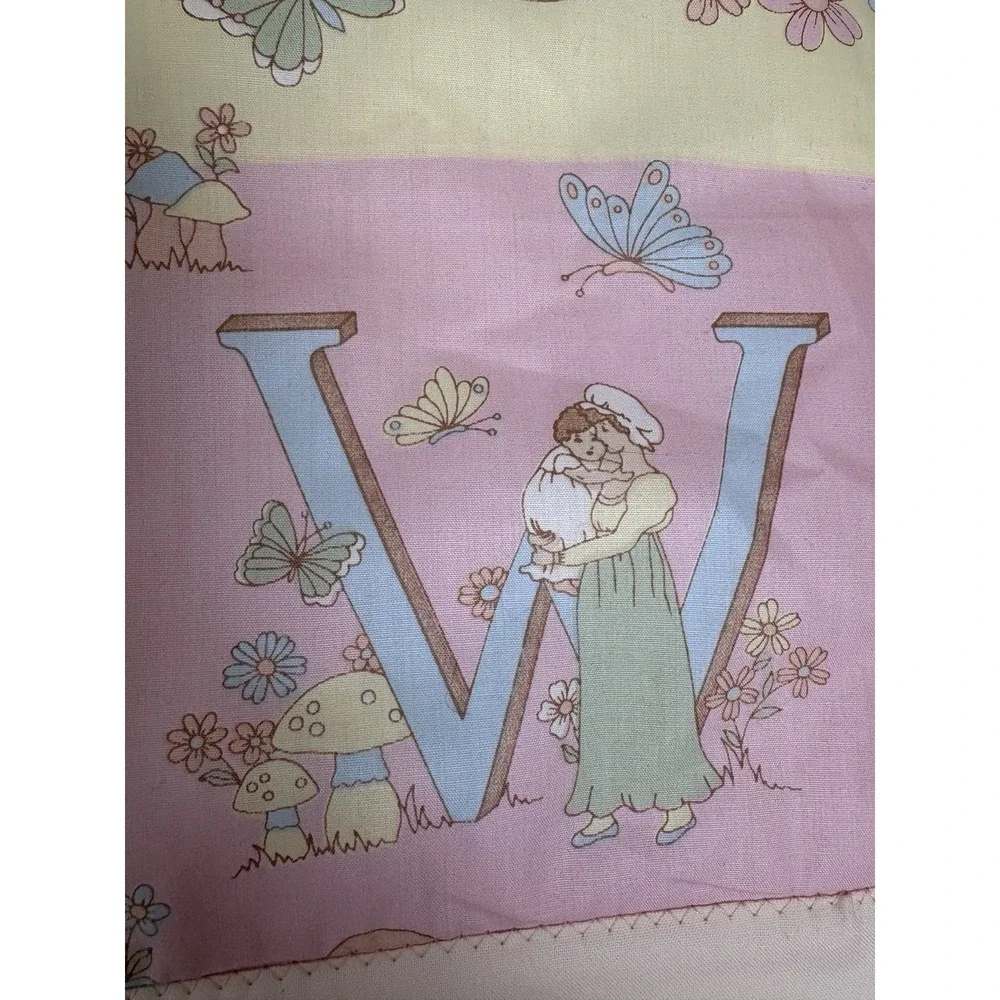 Baby Coverlet Alphabet Butterflies Flowers Victorian Blanket Lightweight 31